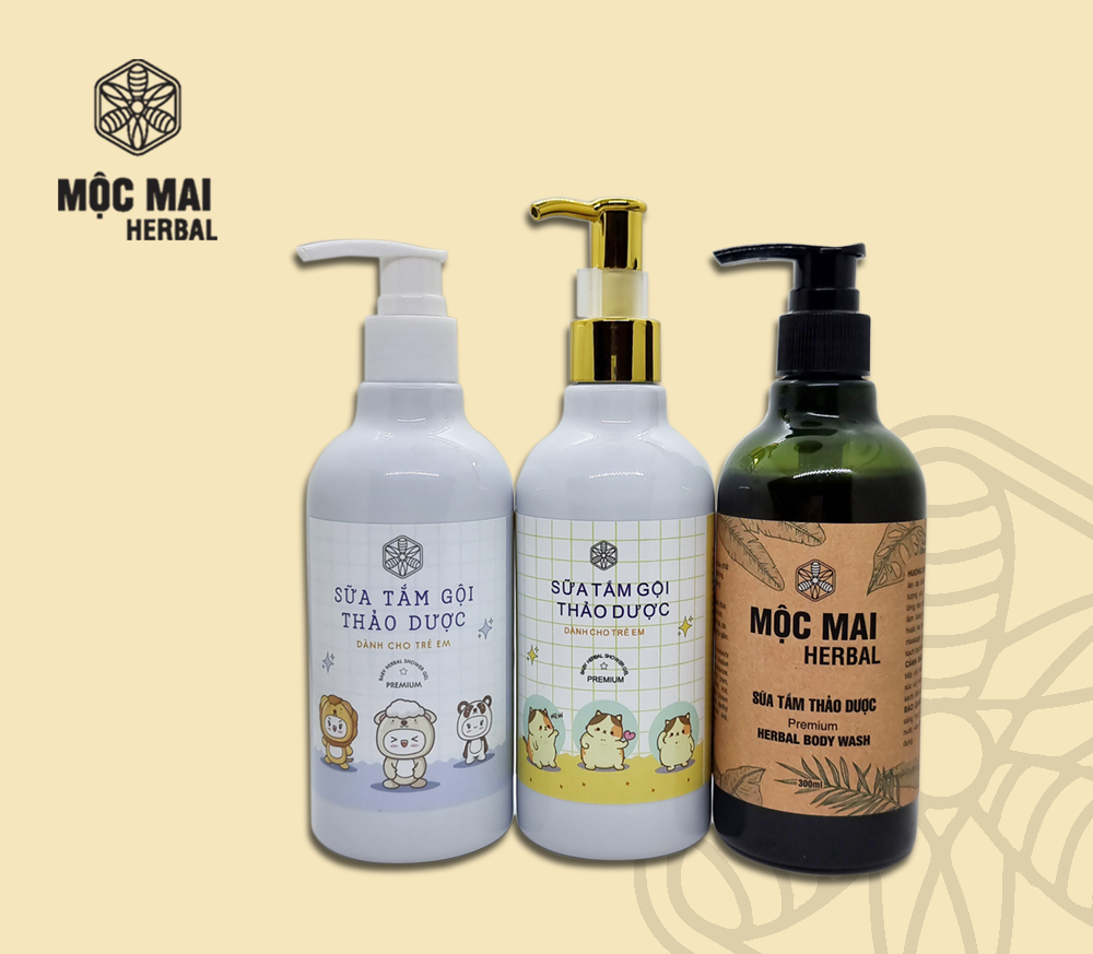 Combo sữa tắm thảo dược Mộc Mai, sữa tắm gội thảo dược trẻ em
