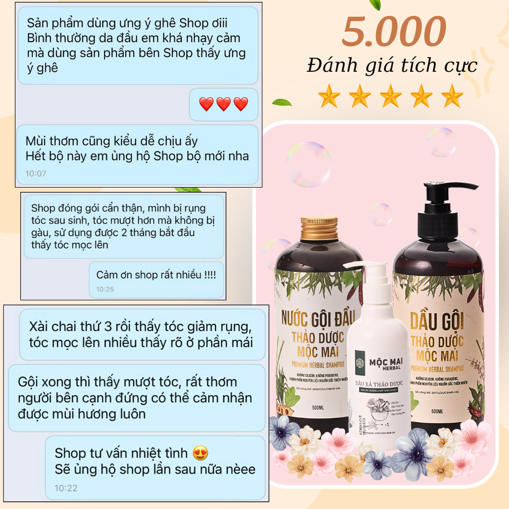 Combo Dầu Gội + Dầu Xả Thảo Dược Mộc Mai (New) - Ảnh 5