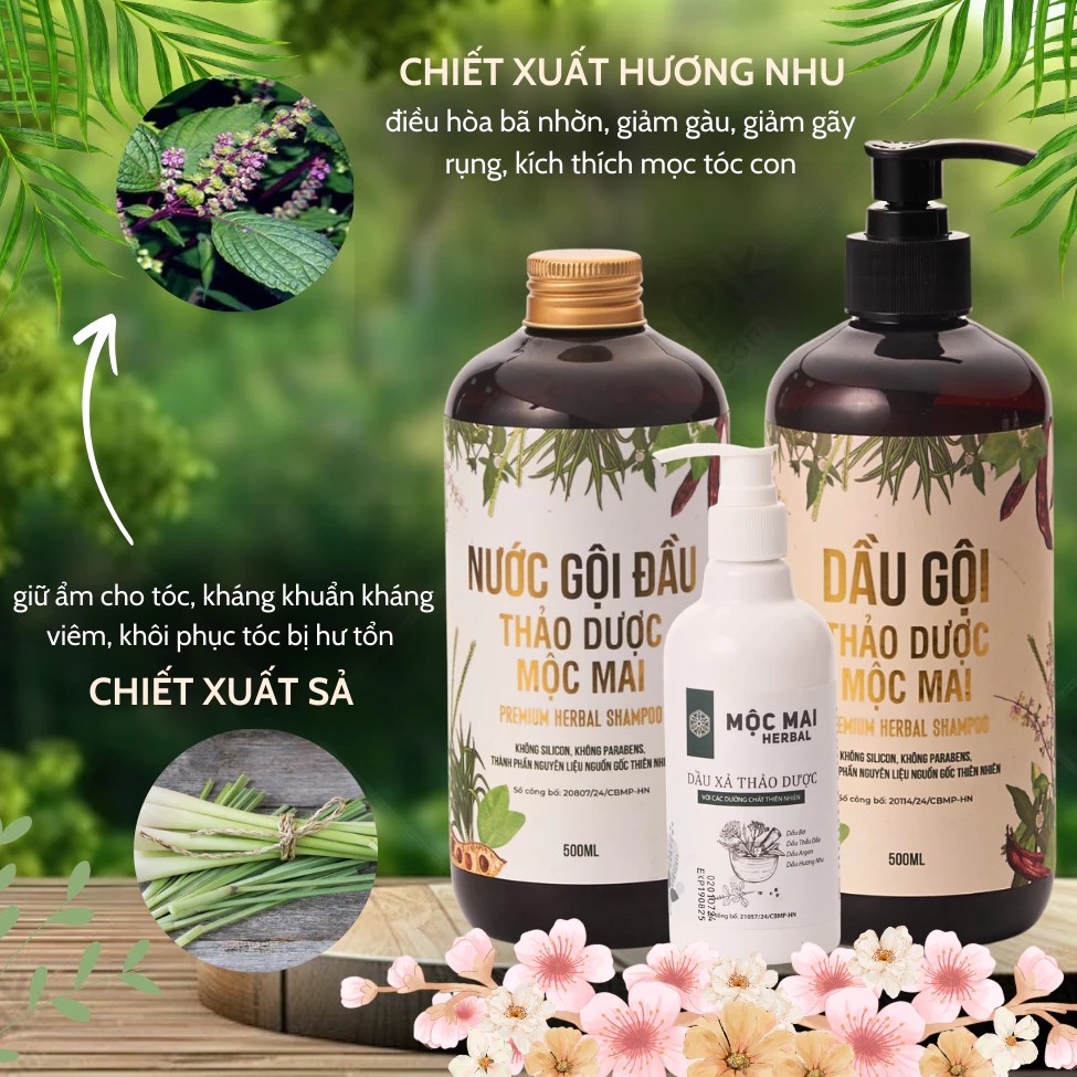 Combo Dầu Gội + Dầu Xả Thảo Dược Mộc Mai (New) - Ảnh 3