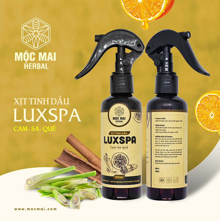 Xịt tinh dầu cam sả quế LUXSPA - Ảnh 2